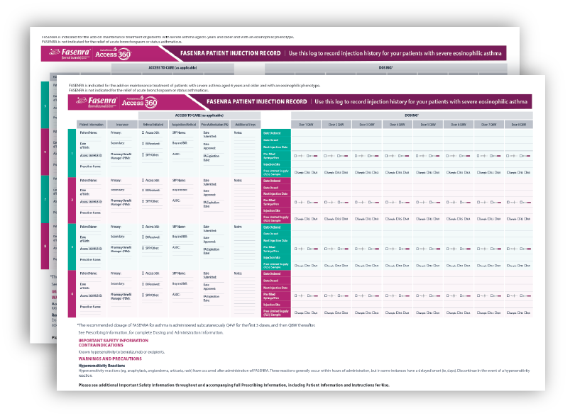 FASENRA Patient Injection Record FASENRA Patient Injection Record