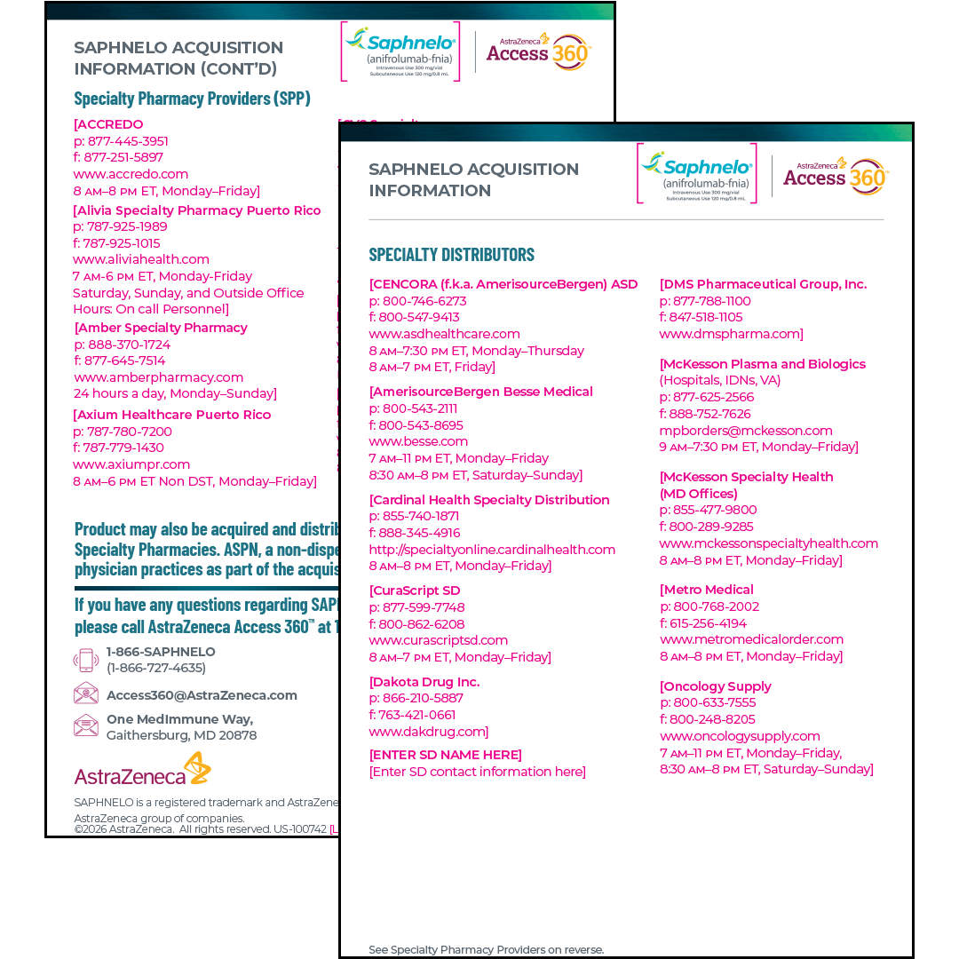 SAPHNELO Acquisition Distribution Sheet SAPHNELO Acquisition Distribution Sheet