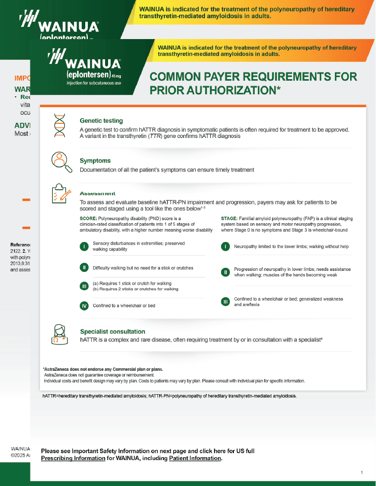 WAINUA® (eplontersen) Common Payer Requirements